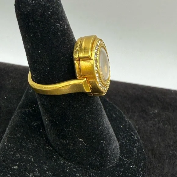 Vintage Bucherer Swiss Finger Watch Ring Plaque G20 Gold Plated Size 6.5